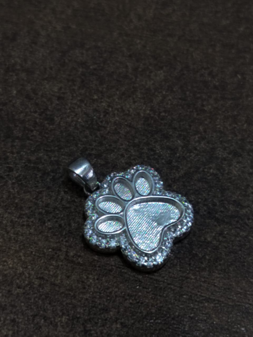 925 Sterling Silver 20mm Dog Paw Shape Blank Bezel Pendant with CZ Setted, Animal Pendant, Keepsake DIY, Good for Resin work
