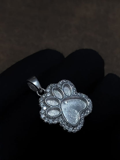 925 Sterling Silver 20mm Dog Paw Shape Blank Bezel Pendant with CZ Setted, Animal Pendant, Keepsake DIY, Good for Resin work