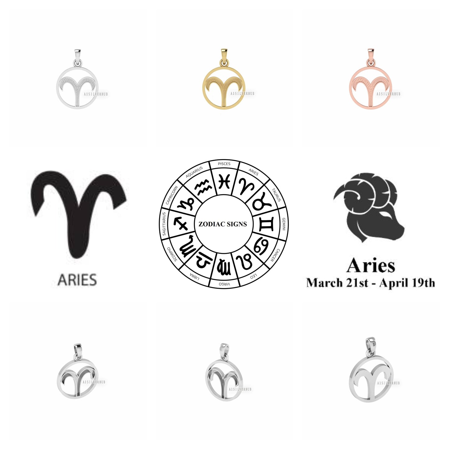 925 Sterling Silver Zodiac Horoscope Astrological Signs Blank Bezel Pendant, Good for Resin & Ashes Work, Keepsake/Breastmilk DIY Crafts