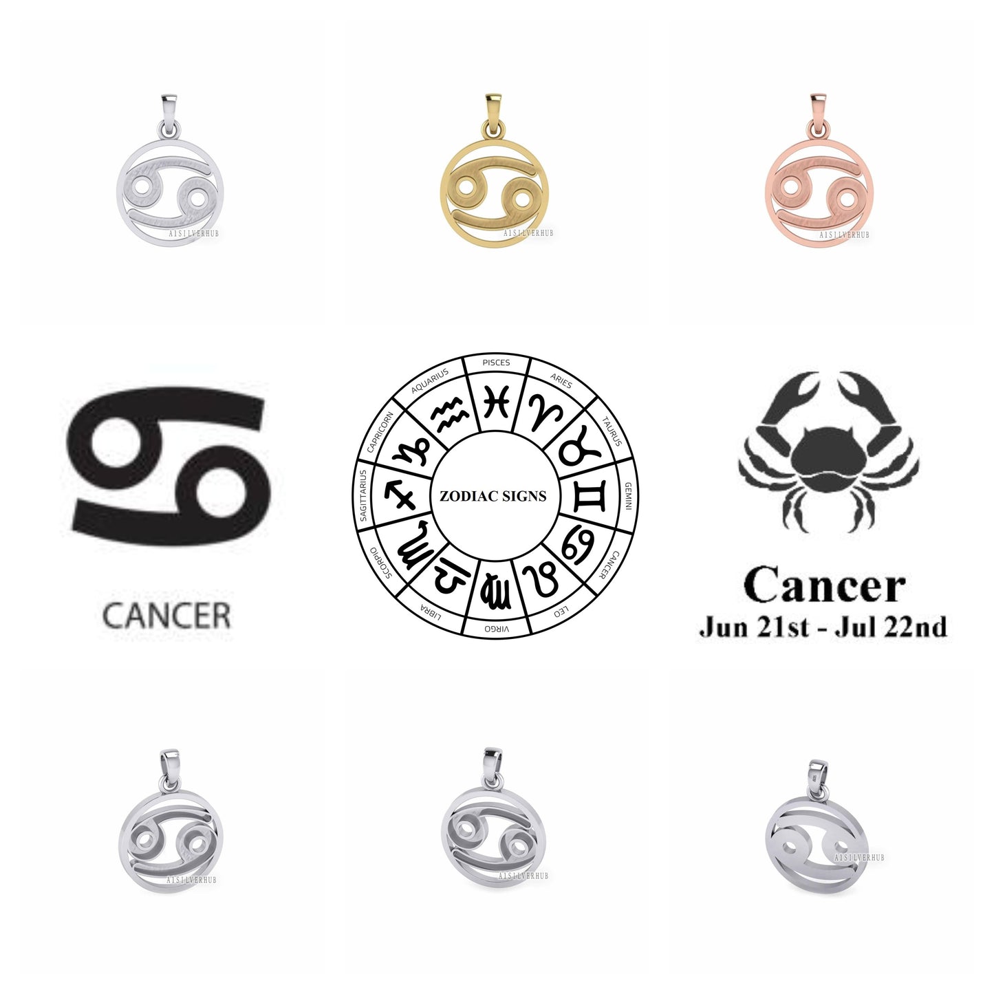 925 Sterling Silver Zodiac Horoscope Astrological Signs Blank Bezel Pendant, Good for Resin & Ashes Work, Keepsake/Breastmilk DIY Crafts