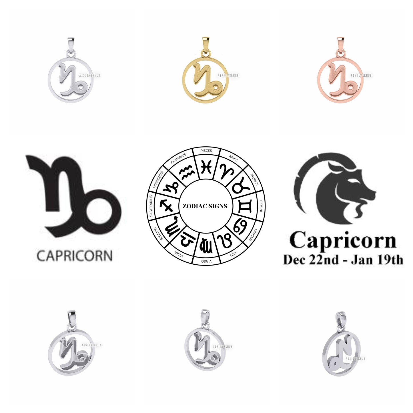 925 Sterling Silver Zodiac Horoscope Astrological Signs Blank Bezel Pendant, Good for Resin & Ashes Work, Keepsake/Breastmilk DIY Crafts