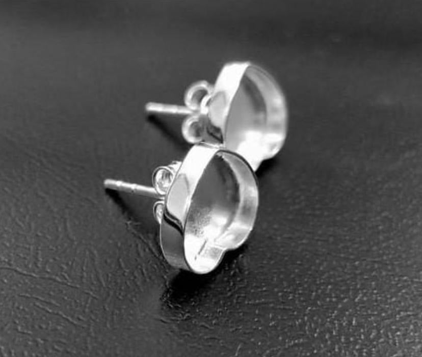 925 Sterling Silver 6x6mm Heart Shape Blank Bezel Stud Earrings, Good for Resin & Ashes Work, Keepsake DIY Crafts