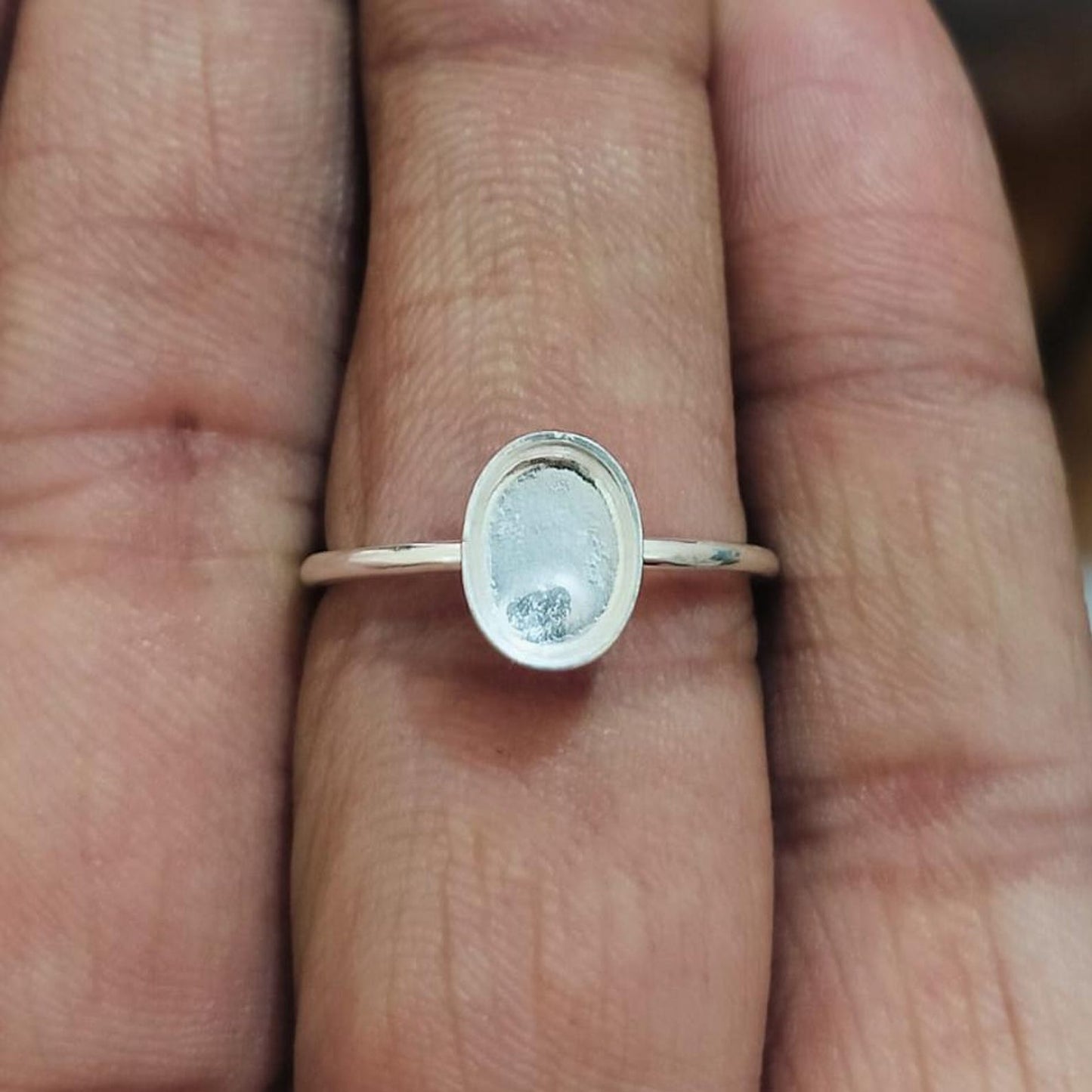 925 Sterling Solid Silver 6x4mm to 16x20mm Oval Blank Settings Stackable Ring, Good For Gemstone, Keepsake, Memorial DIY Crafts