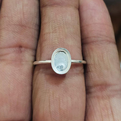 925 Sterling Solid Silver 6x4mm to 16x20mm Oval Blank Settings Stackable Ring, Good For Gemstone, Keepsake, Memorial DIY Crafts