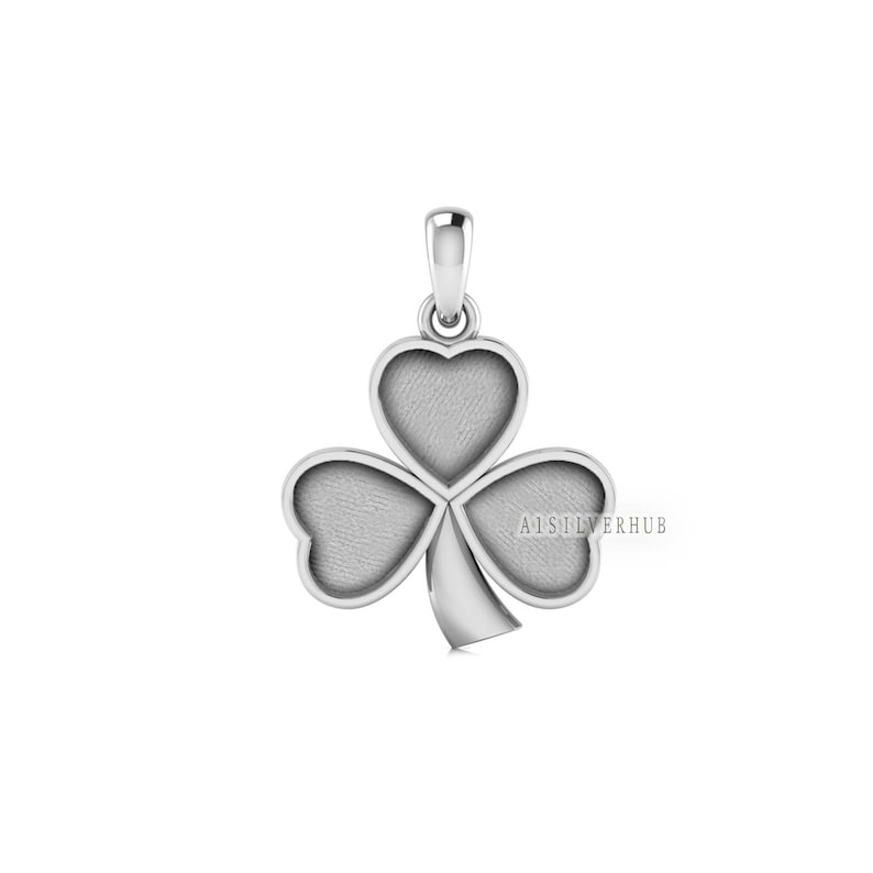 Shamrock Clover Three Leaf Heart 9x9mm Blank Bezel Pendant Settings, 925 Sterling Silver,Good for Resin & Ashes Work, Keepsake/Breastmilk DIY