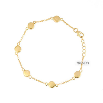 925 Sterling Silver 5mm Round 6 Blank Bezel Cable Chain Bracelet Setting with Lobster Clasp, Good for Resin & Ashes, Keepsake/Breastmilk DIY