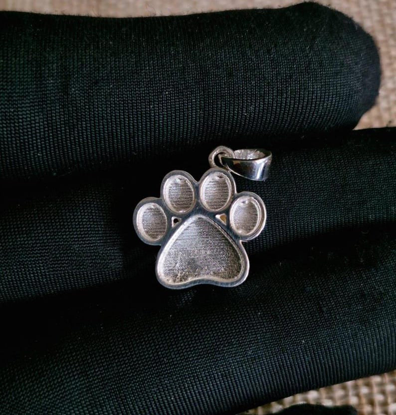 925 Sterling Solid Silver 13mm Dog Paw Print Blank Bezel Pendant Setting, Good for Resin & Ashes Work, Keepsake/Breastmilk DIY, Animal Lover
