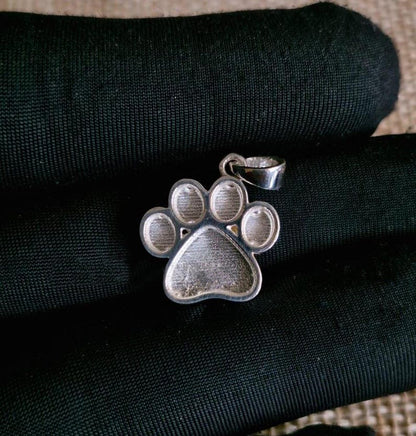 925 Sterling Solid Silver 13mm Dog Paw Print Blank Bezel Pendant Setting, Good for Resin & Ashes Work, Keepsake/Breastmilk DIY, Animal Lover