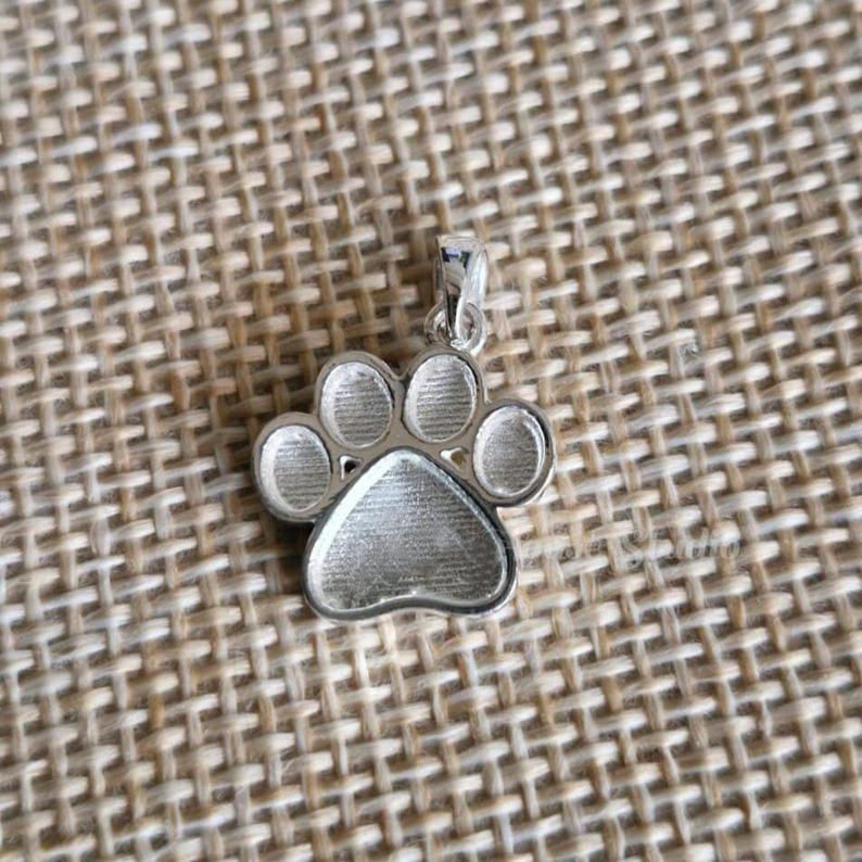 925 Sterling Solid Silver 13mm Dog Paw Print Blank Bezel Pendant Setting, Good for Resin & Ashes Work, Keepsake/Breastmilk DIY, Animal Lover