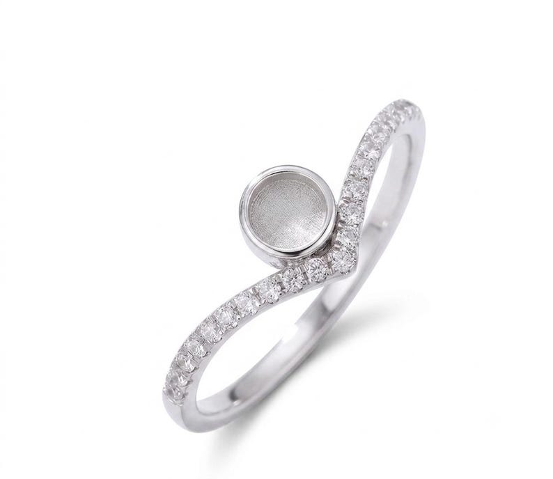 Solid 925 Sterling silver 6mm Round Blank Bezel Ring with Zirconia Band For Resin Breastmilk ashes and Memorial DIY Jewelry Settings