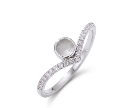 Solid 925 Sterling silver 6mm Round Blank Bezel Ring with Zirconia Band For Resin Breastmilk ashes and Memorial DIY Jewelry Settings