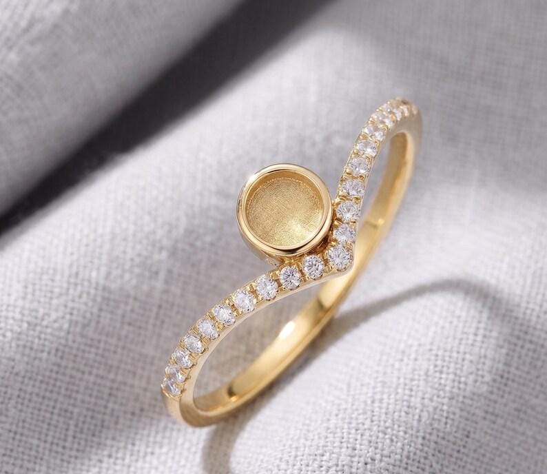 Solid 925 Sterling silver 6mm Round Blank Bezel Ring with Zirconia Band For Resin Breastmilk ashes and Memorial DIY Jewelry Settings