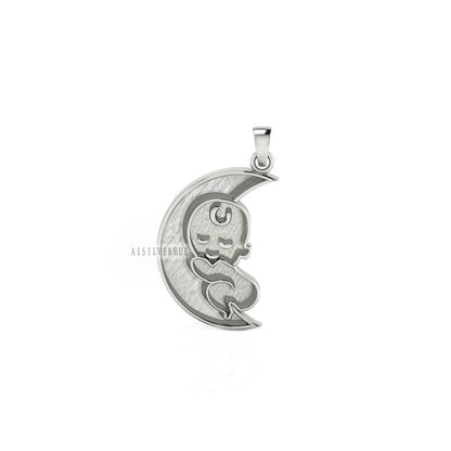 925 Sterling Silver Baby Breastfeeding with Crescent Moon Blank Bezel Pendant Setting, For Pour Resin, Breastmilk/ Keepsake Memorial Jewelry