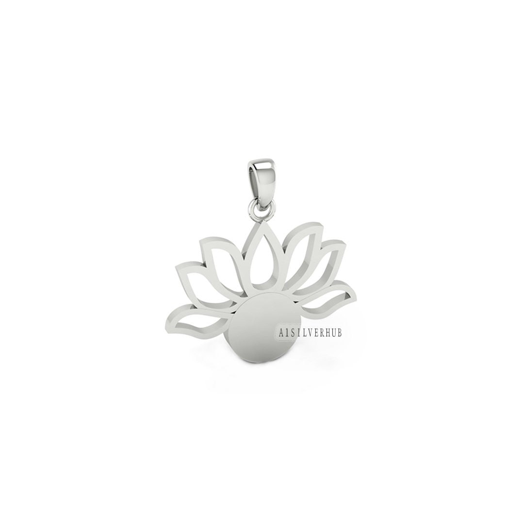 925 Sterling Solid Silver Lotus Flower 9mm Round Blank Bezel Pendant Settings, Good for Resin & Ashes Work, Breastmilk/Keepsake, DIY Crafts