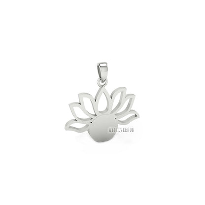 925 Sterling Solid Silver Lotus Flower 9mm Round Blank Bezel Pendant Settings, Good for Resin & Ashes Work, Breastmilk/Keepsake, DIY Crafts