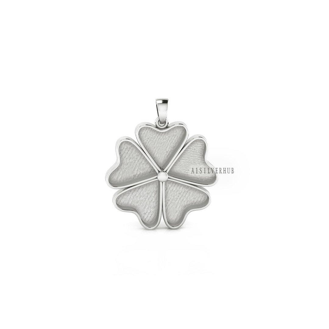 5 Leaf Clover Lucky Heart 11mm Blank Bezel, 925 Sterling Silver Pendant Setting, Good for Resin & Ashes Work, Keepsake/Breastmilk, DIY Craft