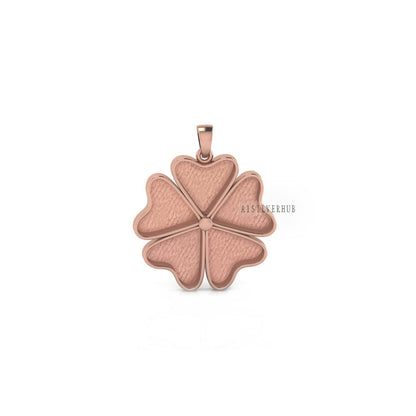 5 Leaf Clover Lucky Heart 11mm Blank Bezel, 925 Sterling Silver Pendant Setting, Good for Resin & Ashes Work, Keepsake/Breastmilk, DIY Craft