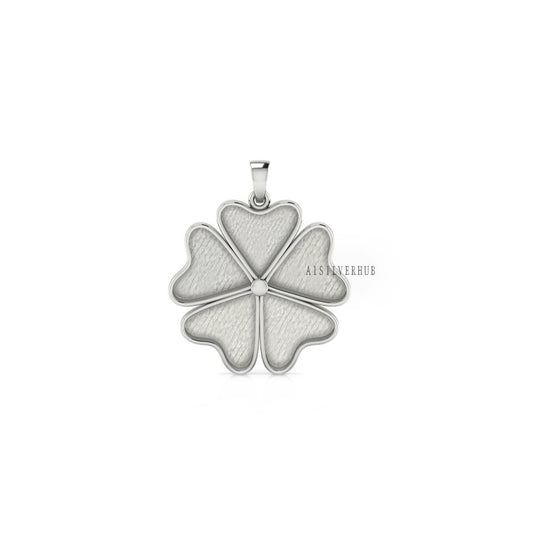 5 Leaf Clover Lucky Heart 11mm Blank Bezel, 925 Sterling Silver Pendant Setting, Good for Resin & Ashes Work, Keepsake/Breastmilk, DIY Craft