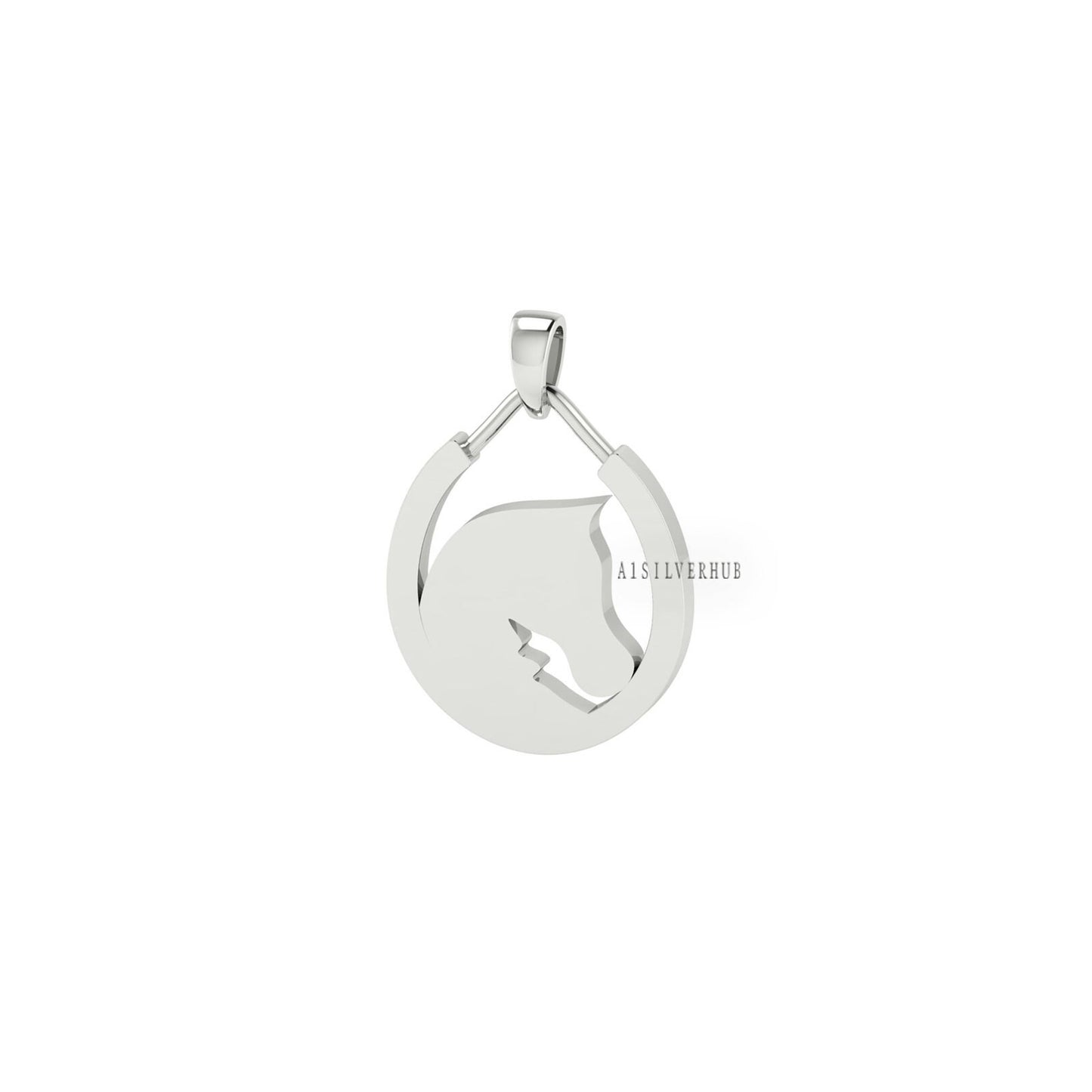 Blank Horse Head in Horseshoe 925 Sterling Silver, Good Luck Pendant, Breastmilk/Keepsake, Good for Resin & Ashes Work, Horse Face DIY Craft