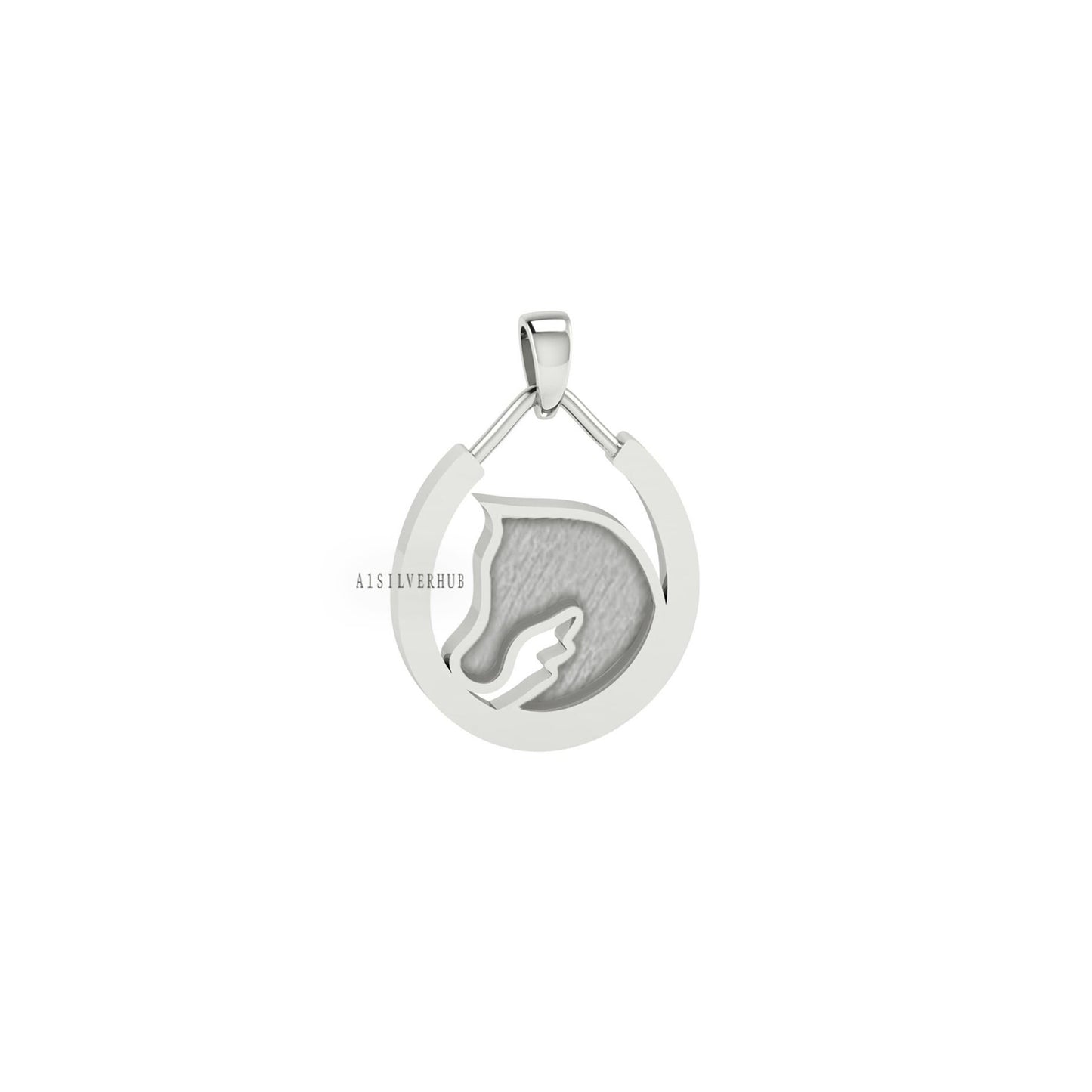 Blank Horse Head in Horseshoe 925 Sterling Silver, Good Luck Pendant, Breastmilk/Keepsake, Good for Resin & Ashes Work, Horse Face DIY Craft