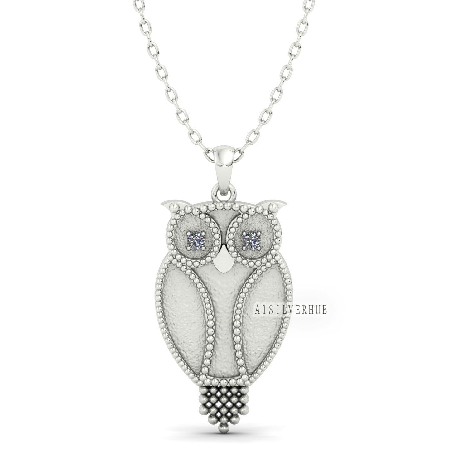 Owl Blank Bezel Pendant with CZ Setted, 925 Sterling Solid Silver, Good for Crushed Opal, Resin & Ashes Work, Breastmilk/Keepsake DIY Craft