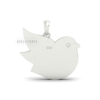 Peace Dove Faith Pigeon Blank Bezel with CZ Setted Pendant, 925 Sterling Silver, Good for Resin & Ashes Work, Breastmilk/Keepsake DIY Crafts