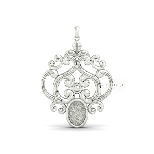 Filigree Designer 7x5mm Oval Blank Bezel Pendant Settings, 925 Sterling Silver, Good for Resin & Ashes Work, Keepsake/Breastmilk DIY Crafts