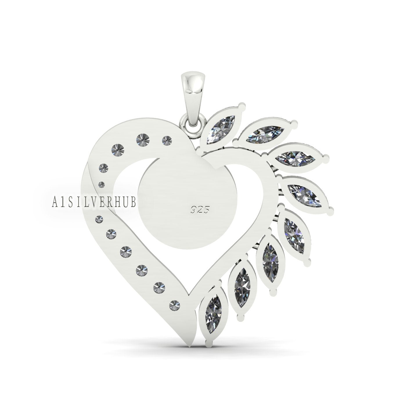 Designer Heart Blank Bezel Pendant Zircon Setted, 925 Sterling Silver, Good for Crush Opal, Resin & Ashes Work, Keepsake DIY Crafts Locket