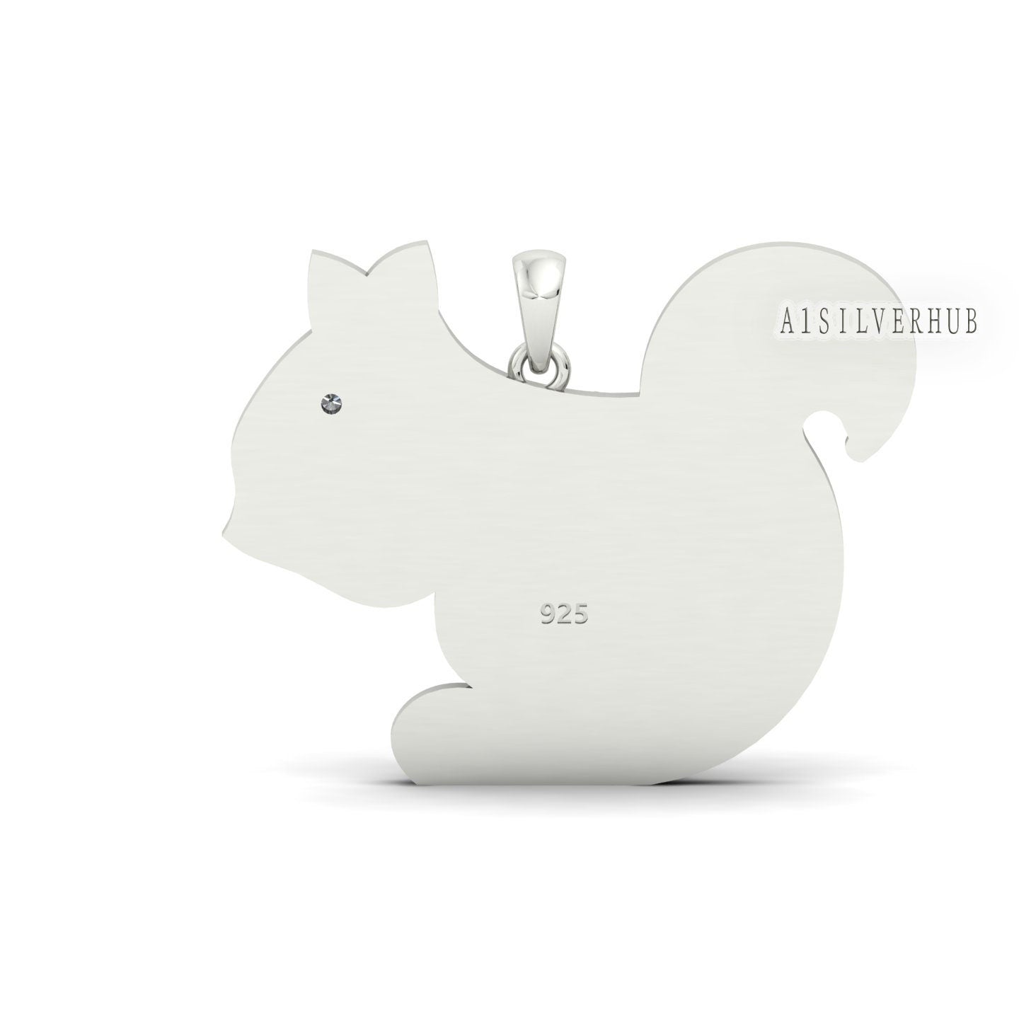 Squirrel Blank Bezel Pendant with CZ Setted, 925 Sterling Silver, Good for Crushed Opal, Resin & Ashes Work, Breastmilk/Keepsake DIY Crafts