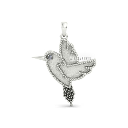 Dove of Peace Pigeon Blank Bezel with CZ Setted Pendant, 925 Sterling Silver, Good for Resin & Ashes Work, Breastmilk/Keepsake DIY Crafts