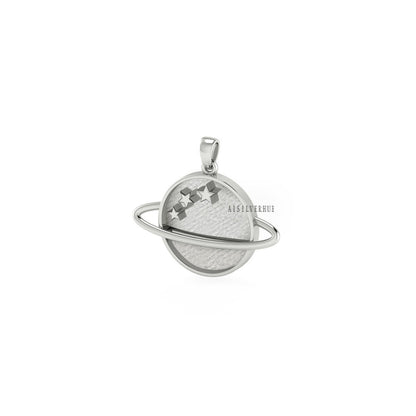 925 Sterling Silver Pendant, Saturn with Stars 20mm Round Blank Bezel Pendant Setting, Good for Resin & Ashes Work, Keepsake/Breastmilk DIY