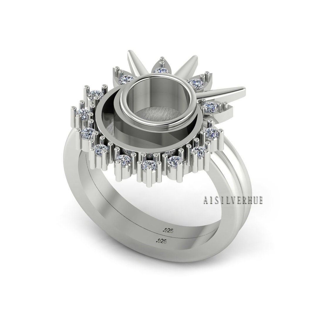 Pandora Sun And Moon Ring Set Celestial Sparkling Sun And Moon