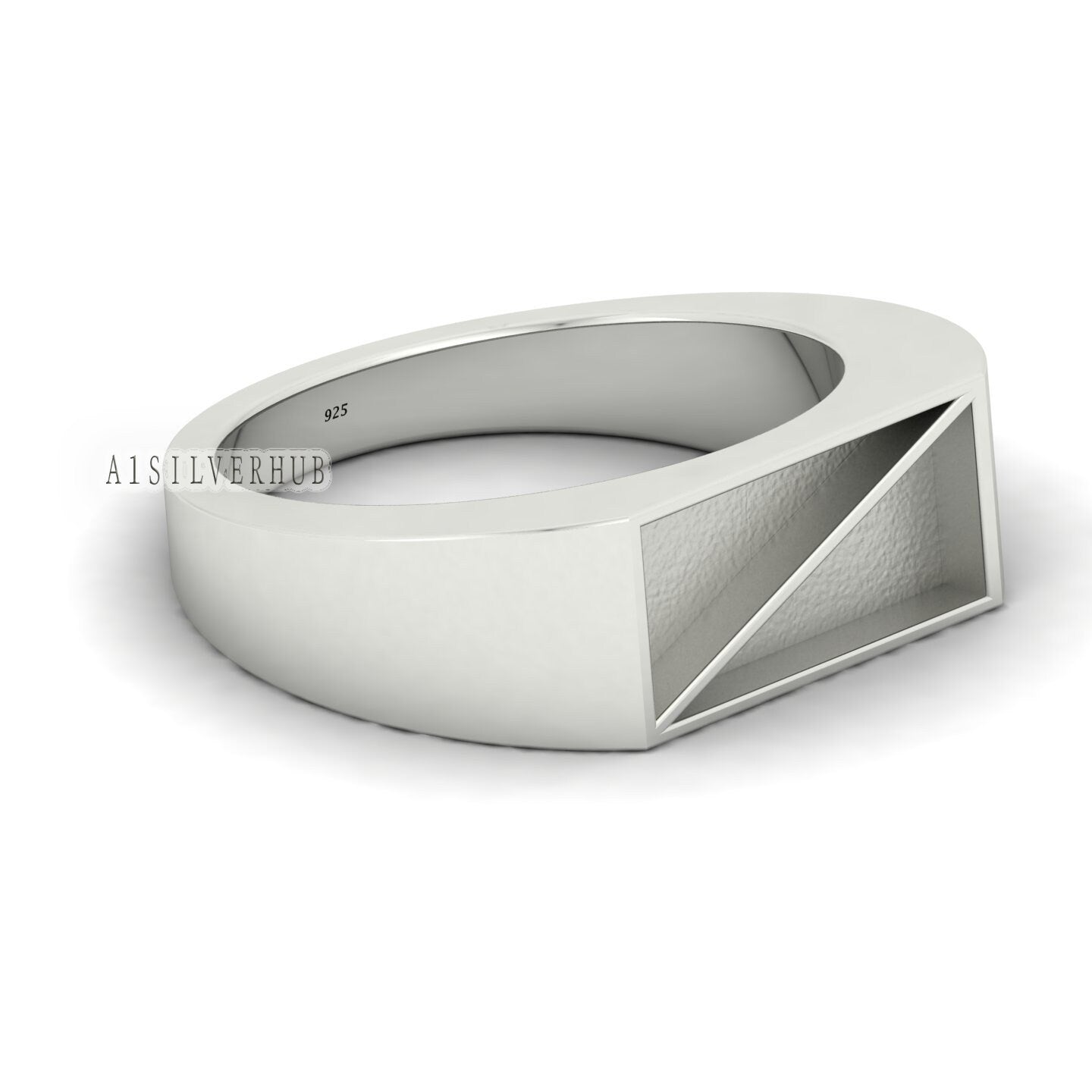 925 Sterling Solid Silver 7x14mm Rectangle Shape Men's Ring, Good for Crushed Opal, Inlay, Resin, Ashes & Fordite Work, Keepsake Jewelry