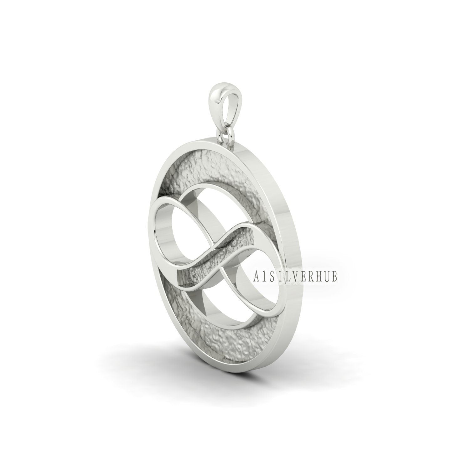 925 Sterling Solid Silver, Circle with Infinity Blank Bezel Pendant Setting For Pour Resin & Horse Hair, Good Luck Jewelry, Keepsake Crafts