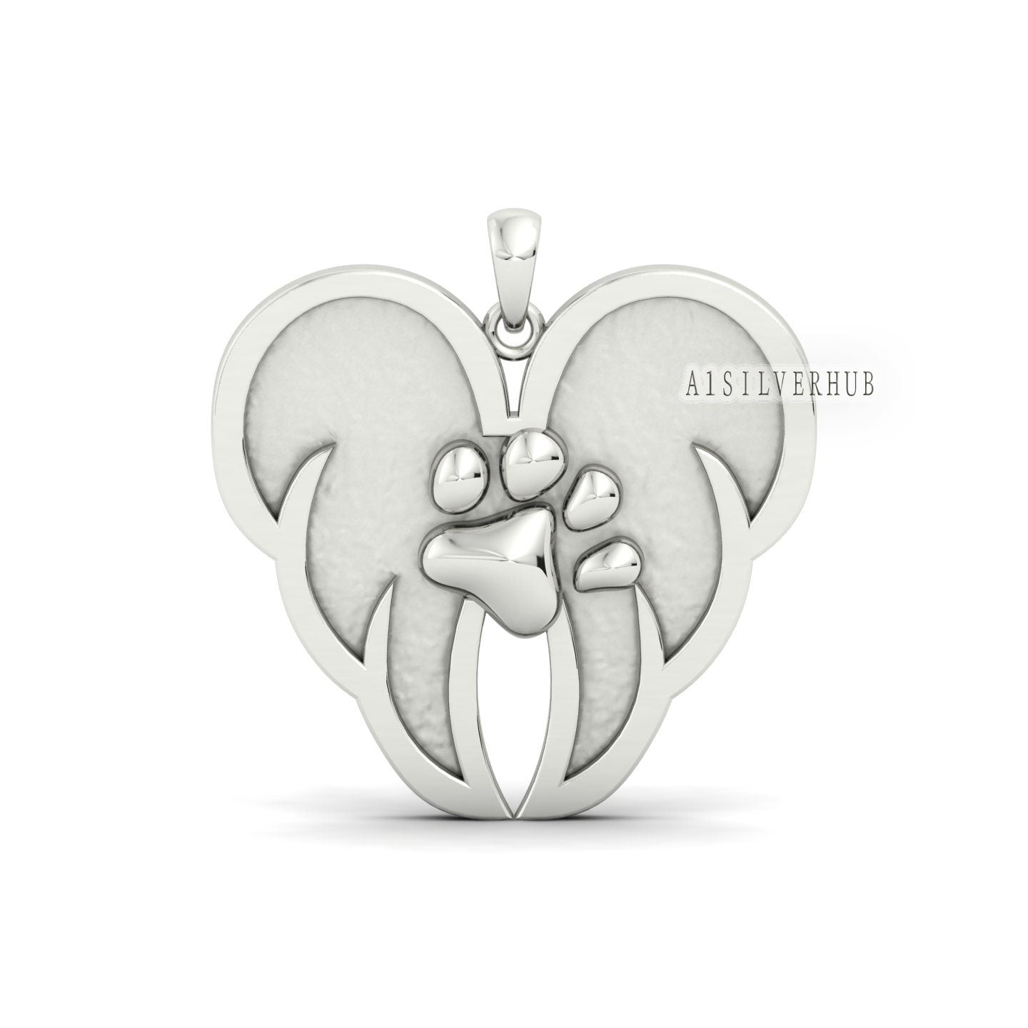 Angel Wings with Dog Paw Print Blank Bezel Pendant Setting,925 Sterling Silver, Good for Resin & Ashes Work, Keepsake/Breastmilk DIY, Locket