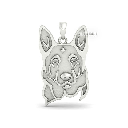 925 Sterling Silver German Shepherd Dog Face Blank Bezel Pendant Settings, Good for Resin & Ashes Work, Keepsake/Breastmilk DIY, Memorial