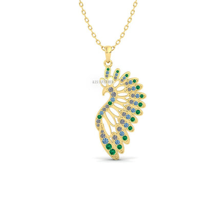 Accent Peacock with Multi Colored Cubic Zircon Setted, 925 Sterling Silver Pendant, Pave CZ, Animal Designer, Everyday Jewelry, Gift For Her