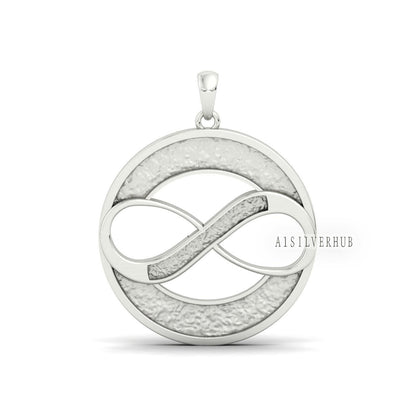 925 Sterling Solid Silver, Circle with Infinity Blank Bezel Pendant Setting For Pour Resin & Horse Hair, Good Luck Jewelry, Keepsake Crafts