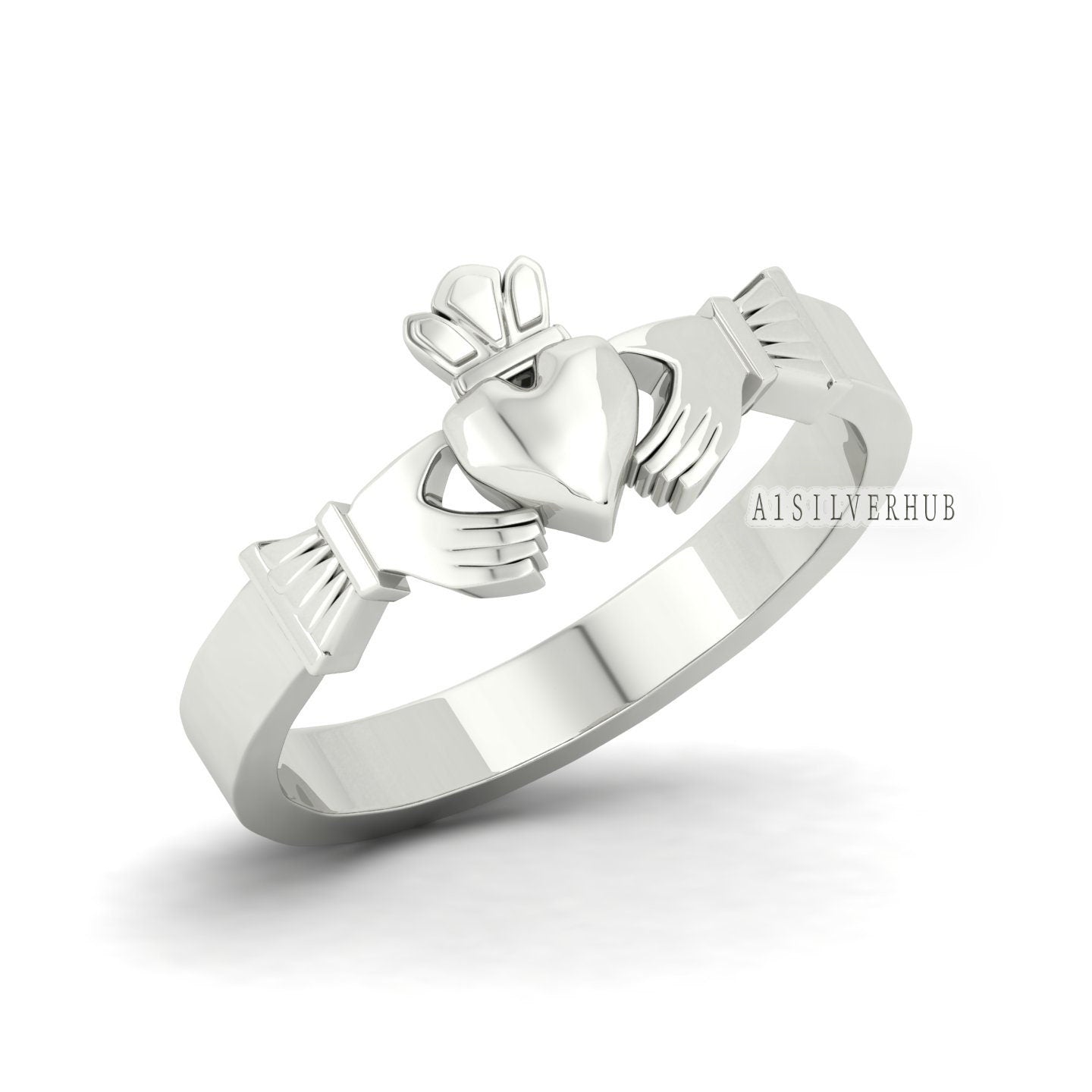 Celtic Claddagh Ring Silver, Silver Claddagh Ring, Simple Claddagh Ring, Irish Celtic Ring, Heart Claddagh Ring, Women Claddagh Ring Silver