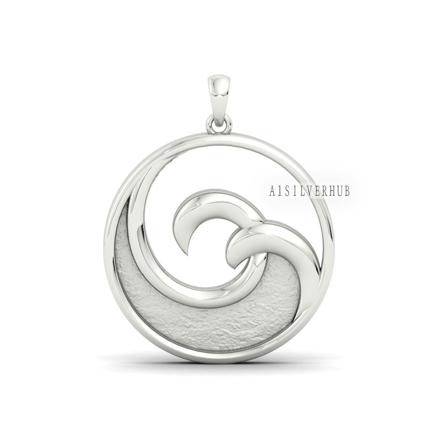 925 Sterling Silver Beach-Ocean-Sea Waves Blank Pendant, Good for Crushed Opal Resin & Ashes Work Keepsake Greek, Bijoux, Seestern Anh??nger