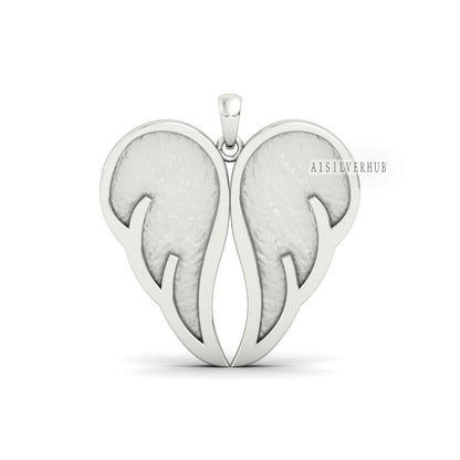 Angel Wings Heart Shape Blank Bezel Pendant Setting, 925 Sterling Silver, Good for Resin & Ashes Work, Keepsake/Breastmilk DIY, Locket Craft