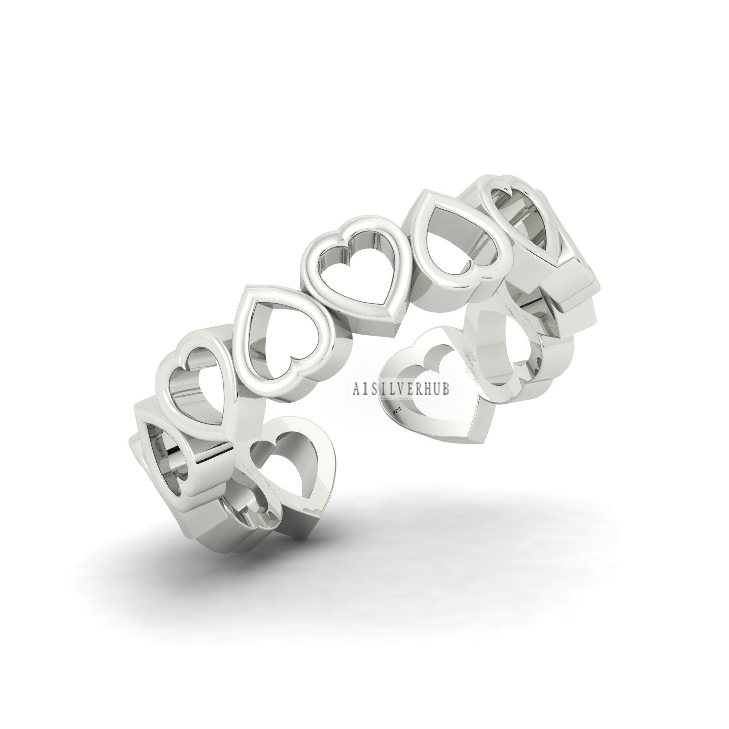 Heart Band Ring Love Heart Band Ring Love Heart Ring Heart Shape Band 925 Sterling Silver Endless Love Heart Shape Band For Valentine Gifts