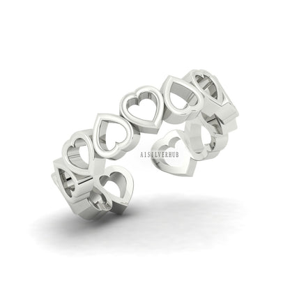 Heart Band Ring Love Heart Band Ring Love Heart Ring Heart Shape Band 925 Sterling Silver Endless Love Heart Shape Band For Valentine Gifts