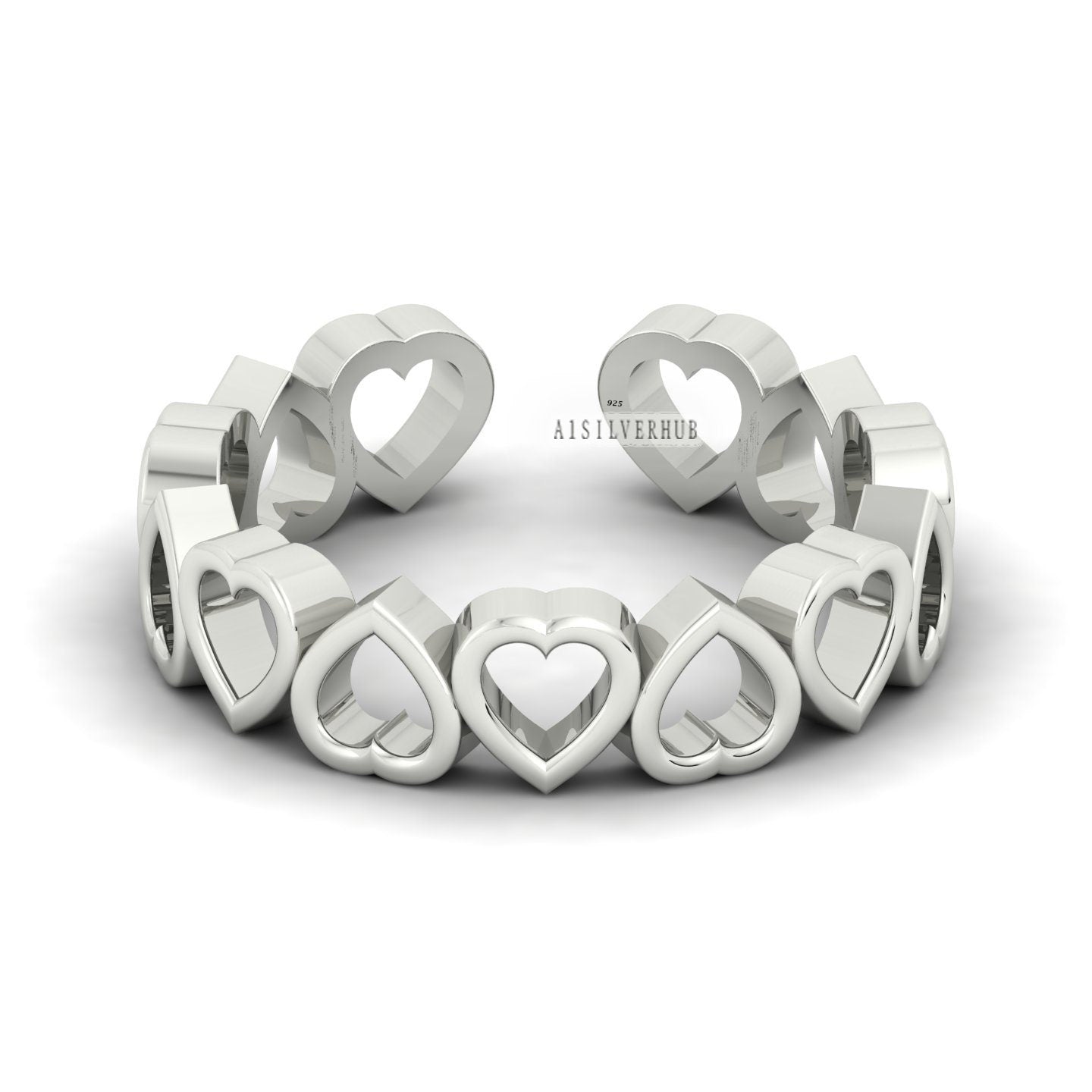 Heart Band Ring Love Heart Band Ring Love Heart Ring Heart Shape Band 925 Sterling Silver Endless Love Heart Shape Band For Valentine Gifts