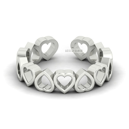 Heart Band Ring Love Heart Band Ring Love Heart Ring Heart Shape Band 925 Sterling Silver Endless Love Heart Shape Band For Valentine Gifts