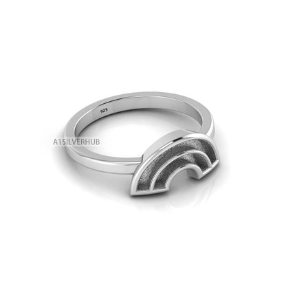 925 Sterling Solid Silver,Rainbow Band Blank Channel Ring Setting,Good for Inlay Resin & Ashes Work,Keepsake Breastmilk DIY, Memorial Crafts