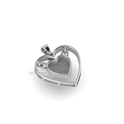 925 Sterling Solid Silver, 10mm Hanging Heart Blank Bezel Pendant Setting,Good for Resin & Ashes Work, Keepsake/Breastmilk DIY, Locket Charm