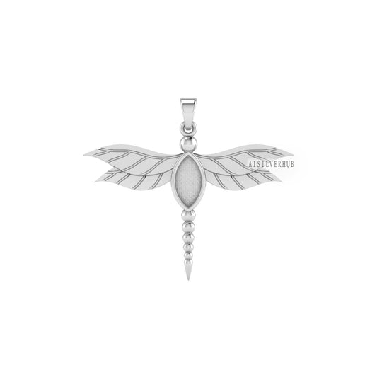 Dragonfly Insect 10x5mm Marquise Blank Bezel Pendant Settings, 925 Sterling Silver,Good for Resin & Ashes, Keepsake/Breastmilk, Insect Lover