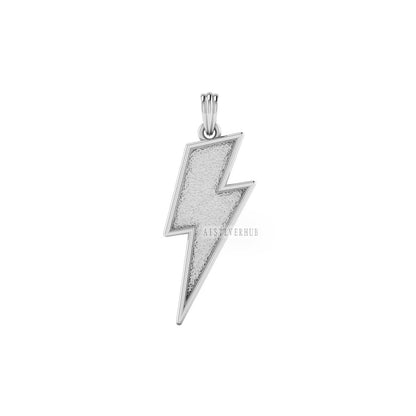 925 Sterling Solid Silver Lightning Bolt Blank Bezel Pendant Setting, Good for Resin & Ashes Work, Keepsake Memorial, Breast Milk DIY Crafts