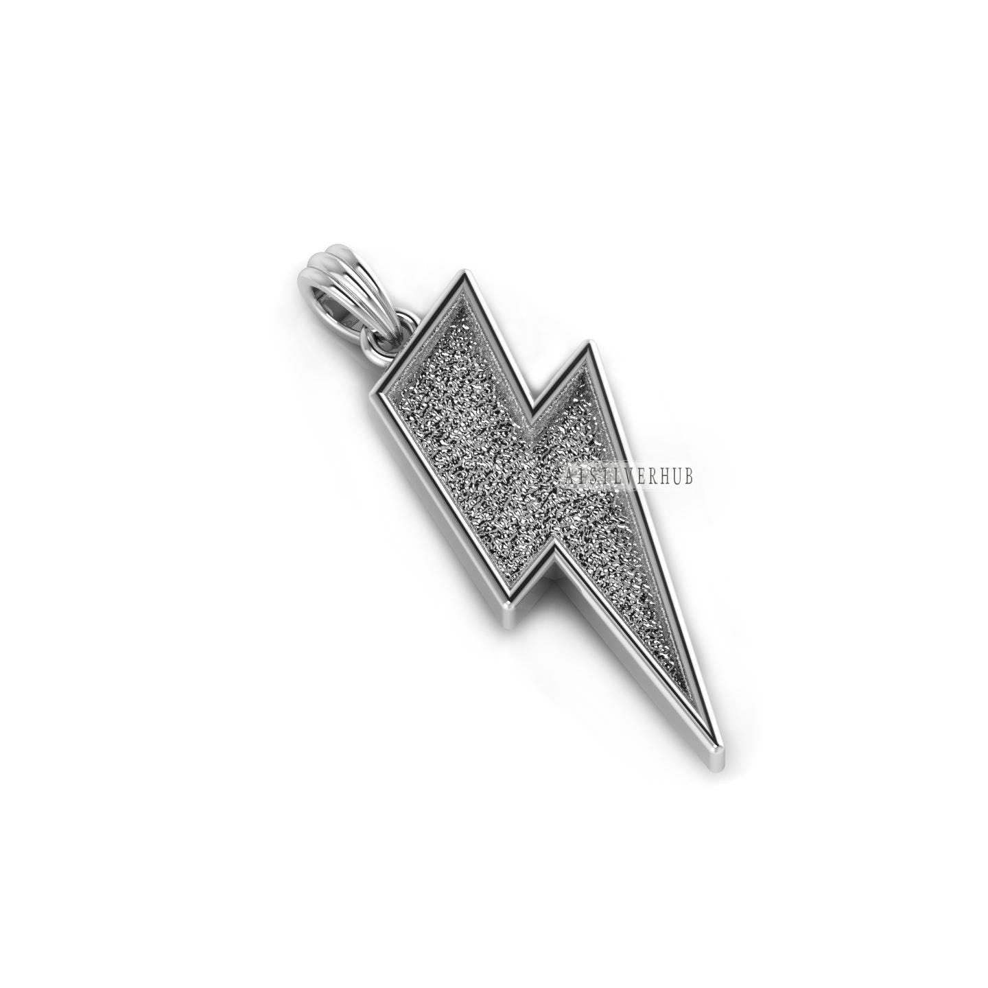 925 Sterling Solid Silver Lightning Bolt Blank Bezel Pendant Setting, Good for Resin & Ashes Work, Keepsake Memorial, Breast Milk DIY Crafts